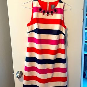 NWT Vince Camuto Striped Jeweled Dress